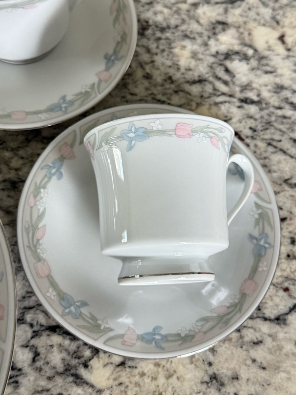 Illusions by Excel Center Stage Porcelain Teacups and Saucers
